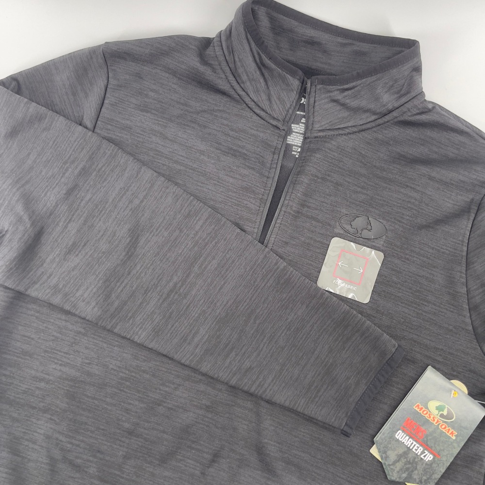 NEW Mossy‎ Oak Quarter Zip Pullover Men's Gray Flex Fabric Large